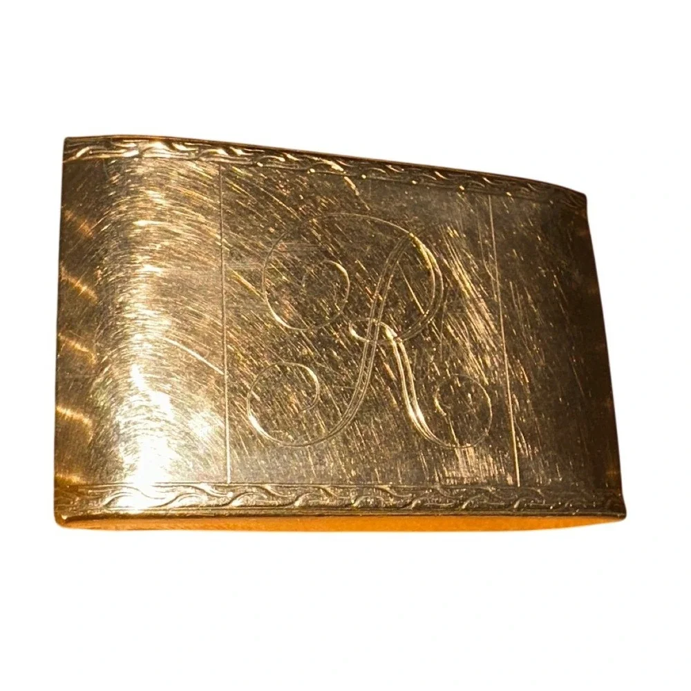Vintage Hickok USA 1/20 10KT Gold Filled Monogram R Money Clip Engraved Brushed